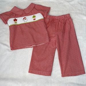 Barefoot smocked Christmas outfit